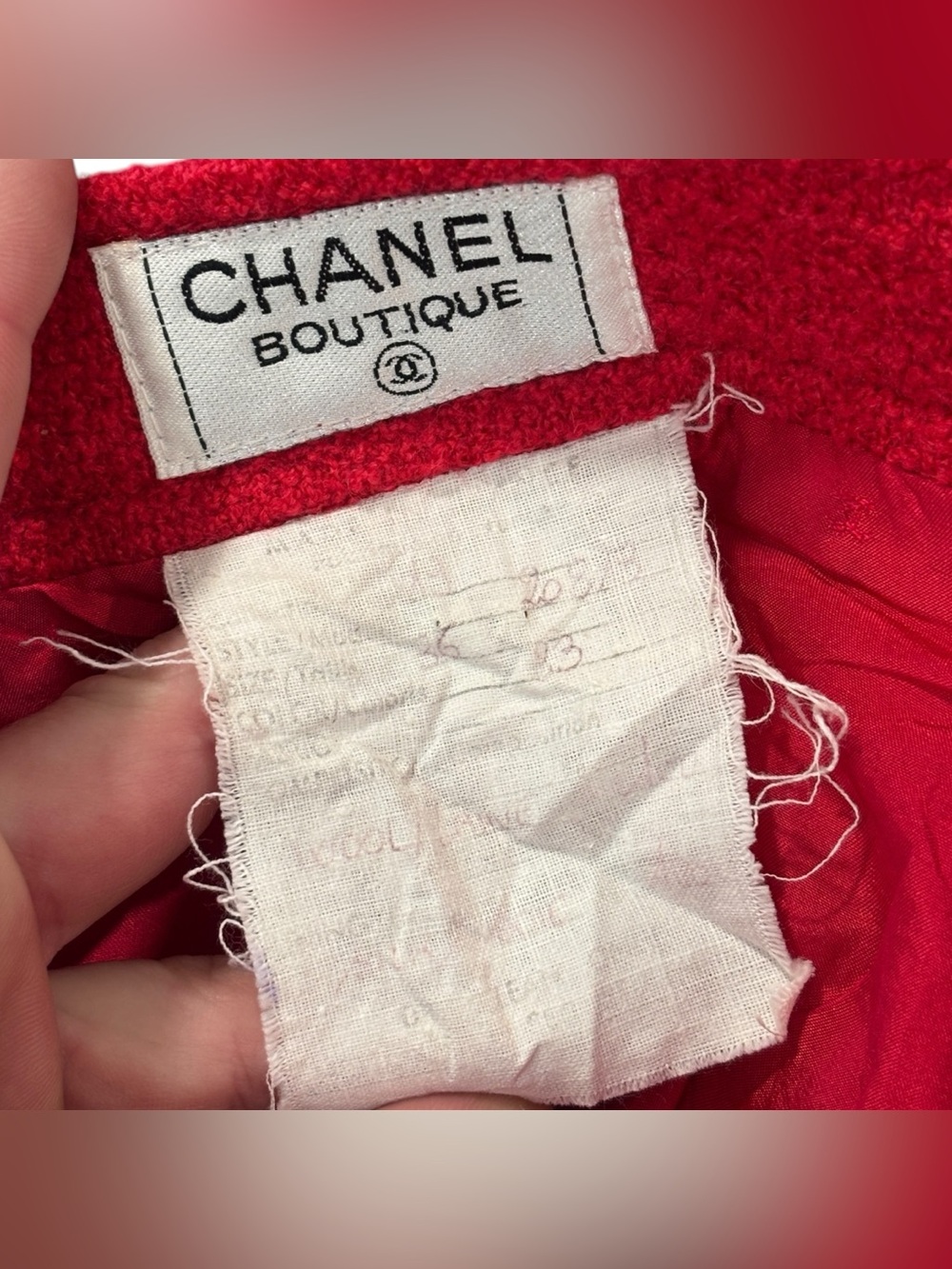 Chanel Boutique Authentic Tweed Wool Skirt Blazer Suit Set Size 36 or 4 - Picture 16 of 16